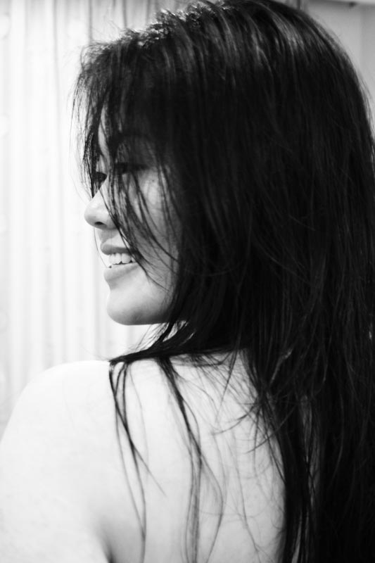 Dark hair, white teeth ;)